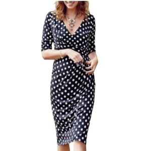 Lauren Ralph Lauren Size 12 Polka Dot Black & White Dress